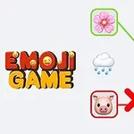 Emoji Game yazısı, çiçekten arıya ve buluttan domuz ve şemsiyeye uzanan bağlantılar içeren emojiler bulunan bir bulmaca görseli