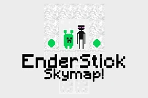 Yeşil ve siyah karakterlerin ortasında zümrütlerle birlikte EnderStick Skymap!