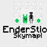 Yeşil ve siyah karakterlerin ortasında zümrütlerle birlikte EnderStick Skymap!