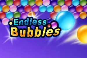 Renkli balonların ve Endless Bubbles yazısının yer aldığı mor arka planlı görsel