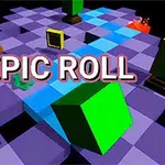 Mor zemin üzerinde renkli küpler ve Epic Roll yazısı