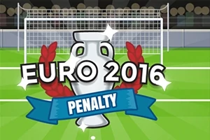 Yeşil sahada futbol kalesi önünde büyük bir kupa, EURO 2016 ve PENALTY yazılı grafik