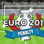 Yeşil sahada futbol kalesi önünde büyük bir kupa, EURO 2016 ve PENALTY yazılı grafik
