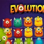 Renkli, tek gözlü canavarlar grid şeklinde dizilmiş ve üstte Evolution yazısı bulunuyor