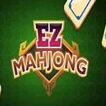 Yeşil bir arka plan üzerinde EZ Mahjong yazısı ve etrafında çeşitli mahjong taşları