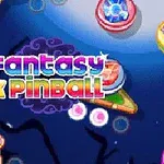 Renkli ve parlak grafiklerle Fantasy Pinball yazısı üzerinde pinball oyun alanı detayı