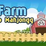 Çitlerle çevrili bir çiftlikte, kırmızı bir ahır ve yukarıda Farm Flip Mahjongg yazısı