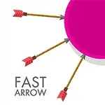 Pembe bir daireye doğru yönelmiş oklar ve Fast Arrow yazısı bulunan minimalist bir tasarım