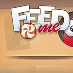Feed Me yazısı ve kırmızı yuvarlak bir karakter içeren grafik tasarım