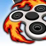 Alev desenleriyle çevrili üç kollu bir fidget spinner