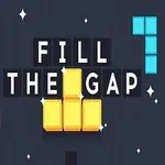 Ortada Fill The Gap yazısı, etrafında renkli bloklar ve yıldızlar bulunan karanlık arka plan