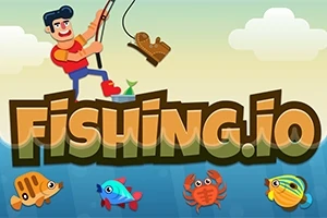 Balık tutan bir adam, bulutlu bir gökyüzü altında çeşitli deniz canlıları ve FISHING