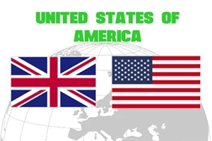 Birleşik Krallık ve Amerika Birleşik Devletleri bayrakları, arka planda dünya haritası üzerinde