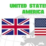 Birleşik Krallık ve Amerika Birleşik Devletleri bayrakları, arka planda dünya haritası üzerinde