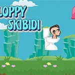 Bulutlu bir gökyüzü önünde, başı görünen kişi tuvalet şeklinde bir objede asılı dururken, etrafında yeşillikler ve çiçeklerle dolu bir oyun ortamı
