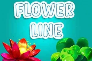 Turkuaz arka plan üzerinde Flower Line yazısı ve ön planda kırmızı ve yeşil renkte çiçekler