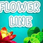 Turkuaz arka plan üzerinde Flower Line yazısı ve ön planda kırmızı ve yeşil renkte çiçekler