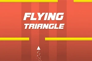 Kırmızı arka planda Flying Triangle yazısı ve altında yukarı doğru hareket eden beyaz bir üçgen
