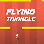 Kırmızı arka planda Flying Triangle yazısı ve altında yukarı doğru hareket eden beyaz bir üçgen