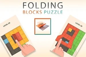 Ekranda blokları katlayan iki elin yer aldığı renkli kareli puzzle görseli