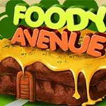 Üzerinde sarı erimiş peynir bulunan bir sandviç yapısının üstüne yerleştirilmiş Foody Avenue yazısı