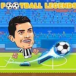 Büyük başlı karikatür stili futbolcuların karşı karşıya olduğu bir futbol sahnesi