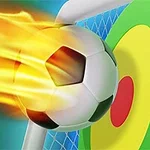 Alevler içinde kalmış bir futbol topu, hedef tahtasına isabet ediyor