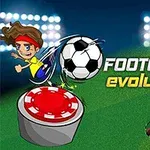 Bir futbol topu, kırmızı beyaz bir platformun üzerinde zıplarken, kırmızı bayraklı bir deliğe doğru ilerleyen animasyon karakter