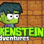 Yeşil tenli, cıvata detaylı Frankenstein figürü ve arka planda tuğla deseni