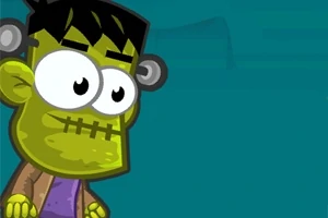 Yeşil tenli, büyük gözlü, karikatür tarzında bir Frankenstein canavarı çizimi