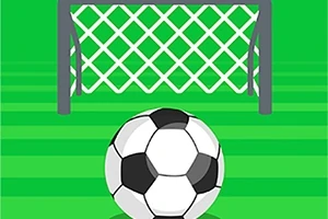 Yeşil bir zeminde futbol kalesi ve önünde duran futbol topu