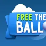 Mavi bir arka plan üzerinde büyük harflerle FREE THE BALL yazılı banner ve yanında yuvarlak top grafik unsuru