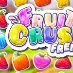 Renkli meyveler ve kalın harflerle yazılmış Fruit Crush Frenzy metni