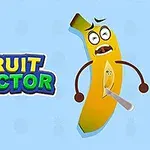 Mavi arka plan üzerinde, yüz ifadeleri olan bir muz ve yanında Fruit Doctor yazısı