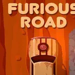 Turuncu bir yolda yukarıdan görülen yarış arabası ve üstte Furious Road yazısı