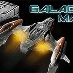 Uzay aracı, yanlarında metalik kutular ve üzerinde Galactic Maze yazısıyla karanlık bir uzay arka planında tasvir edilmiştir