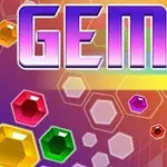 Renkli arka planda büyük GEMS yazısı ve etrafında çeşitli renkte mücevherler