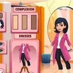 Bir karakterin kıyafet, saç, ten rengi, göz rengi ve ayakkabı seçenekleriyle özelleştirilebildiği bir moda düzenleme ekranı