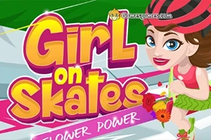 Çizgi tarzında paten kayan bir kızın yanı sıra büyük ve renkli harflerle yazılmış Girl on Skates yazısı