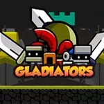 Bir gladyatör temalı logo, iki kılıç ve bir miğfer, arka planda kalesiyle