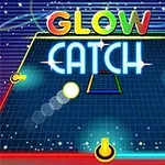 Parlak renklerle çerçevelenmiş bir platform üzerinde Glow Catch yazısı ve hareket eden ışıklı bir top