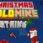Noel Baba figürü, Christmas Gold Mine Strike yazısının altında piksel grafiklerle tasvir edilmiştir