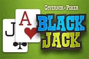 Üzerinde Black Jack yazısı bulunan, bir karo as ve bir maça vale kartının yer aldığı yeşil zemin