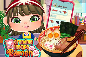 Sevimli bir animasyon karakteri bir kase ramen ve akıllı telefon ekranıyla beraber