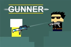 İki piksel karakter, birbirlerine ateş ederken, GUNNER yazısı üstlerinde yer alıyor