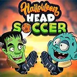 Üzerinde Halloween Head Soccer yazan, futbol stadyumu arka planında Frankenstein ve zombi karakterlerinin çizimi