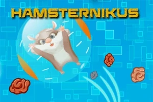 Bir hamster, mavi bir arka planda şeffaf bir balonun içinde yer alıyor ve etrafta beyin şeklinde objeler görülüyor