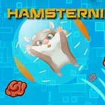 Bir hamster, mavi bir arka planda şeffaf bir balonun içinde yer alıyor ve etrafta beyin şeklinde objeler görülüyor