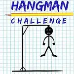 Kareli kağıt üzerinde mavi bir kalemle yazılmış HANGMAN CHALLENGE yazısı ve altındaki darağacında çizilmiş çöp adam