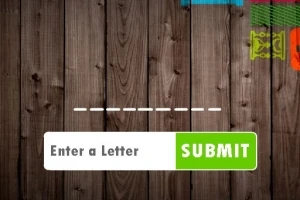Ahşap arka plan üzerinde Enter a Letter ve SUBMIT butonlarının bulunduğu bir kullanıcı arayüzü